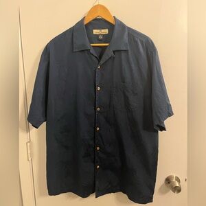 Tommy Bahama Mens Navy Button Up Shirt Short Sleeve Blue Med Casual Beach Light